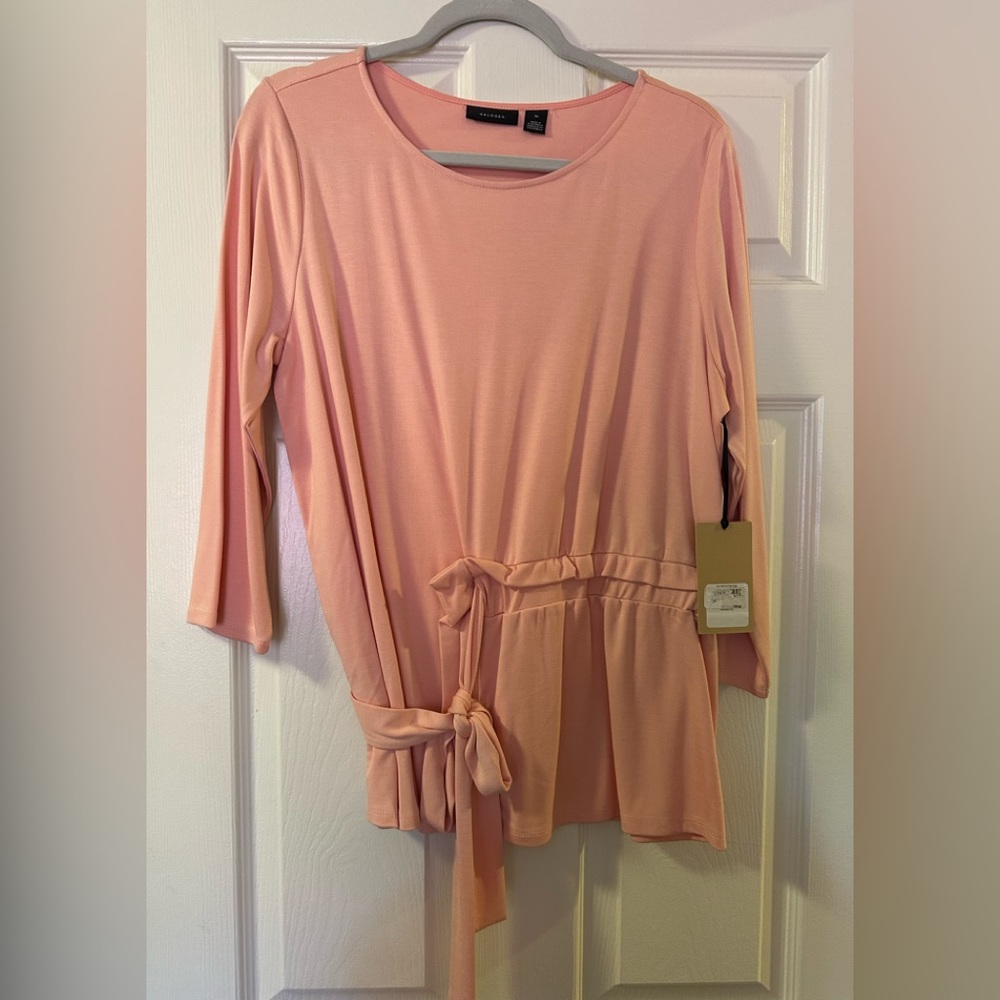 “Halogen” Mid Sleeve Peach/Pink Blouse